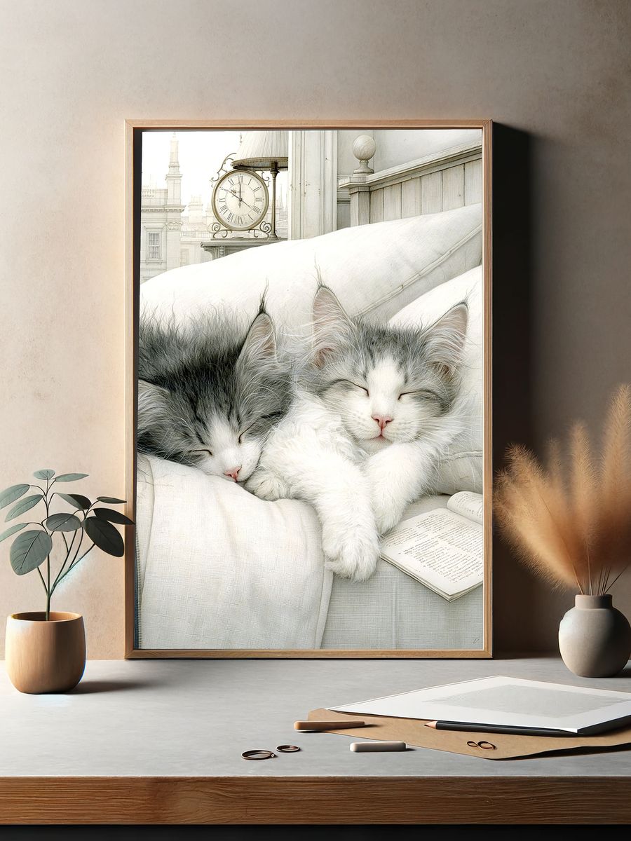 Sleeping Kittens Photography Poster. — room view 2