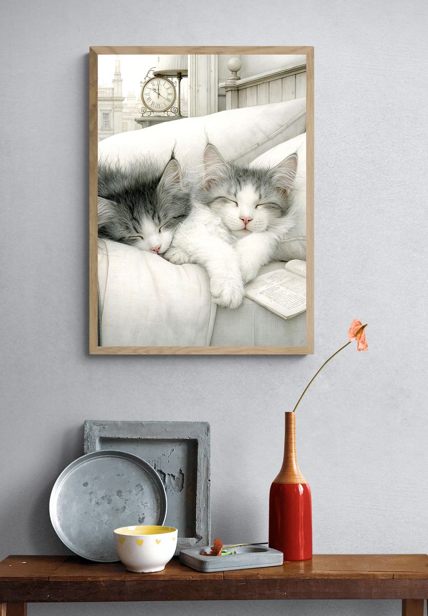 Sleeping Kittens Photography Poster. — room view 3