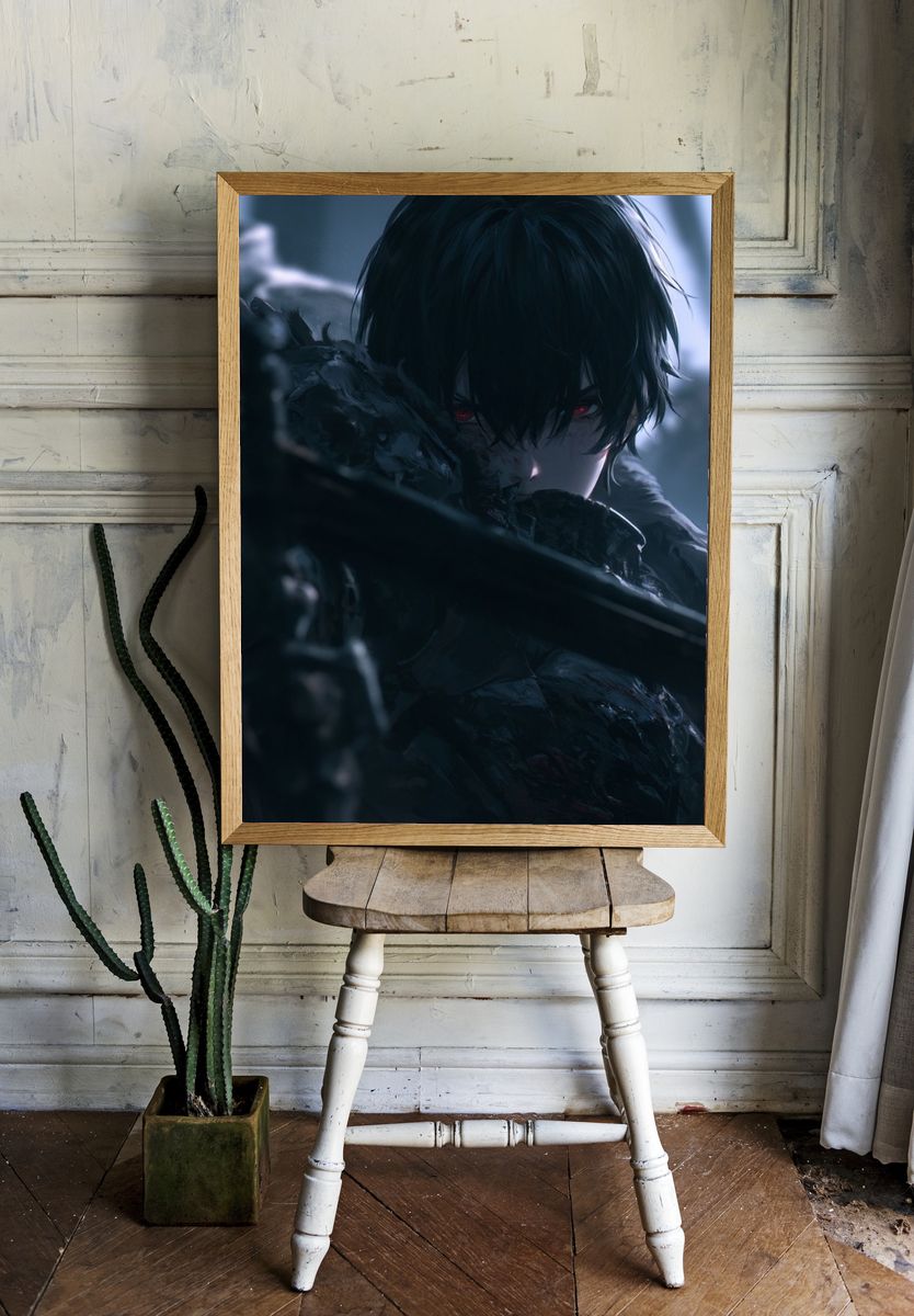 Dark Anime Warrior Poster. room preview