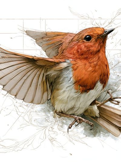 Robin Watercolor Illustration Poster.