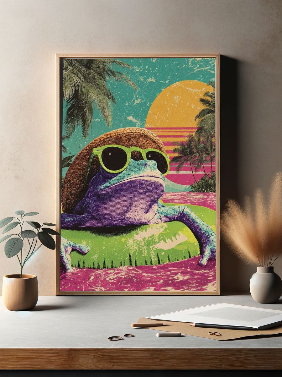 Tropical Frog Retro Poster. — room view 2