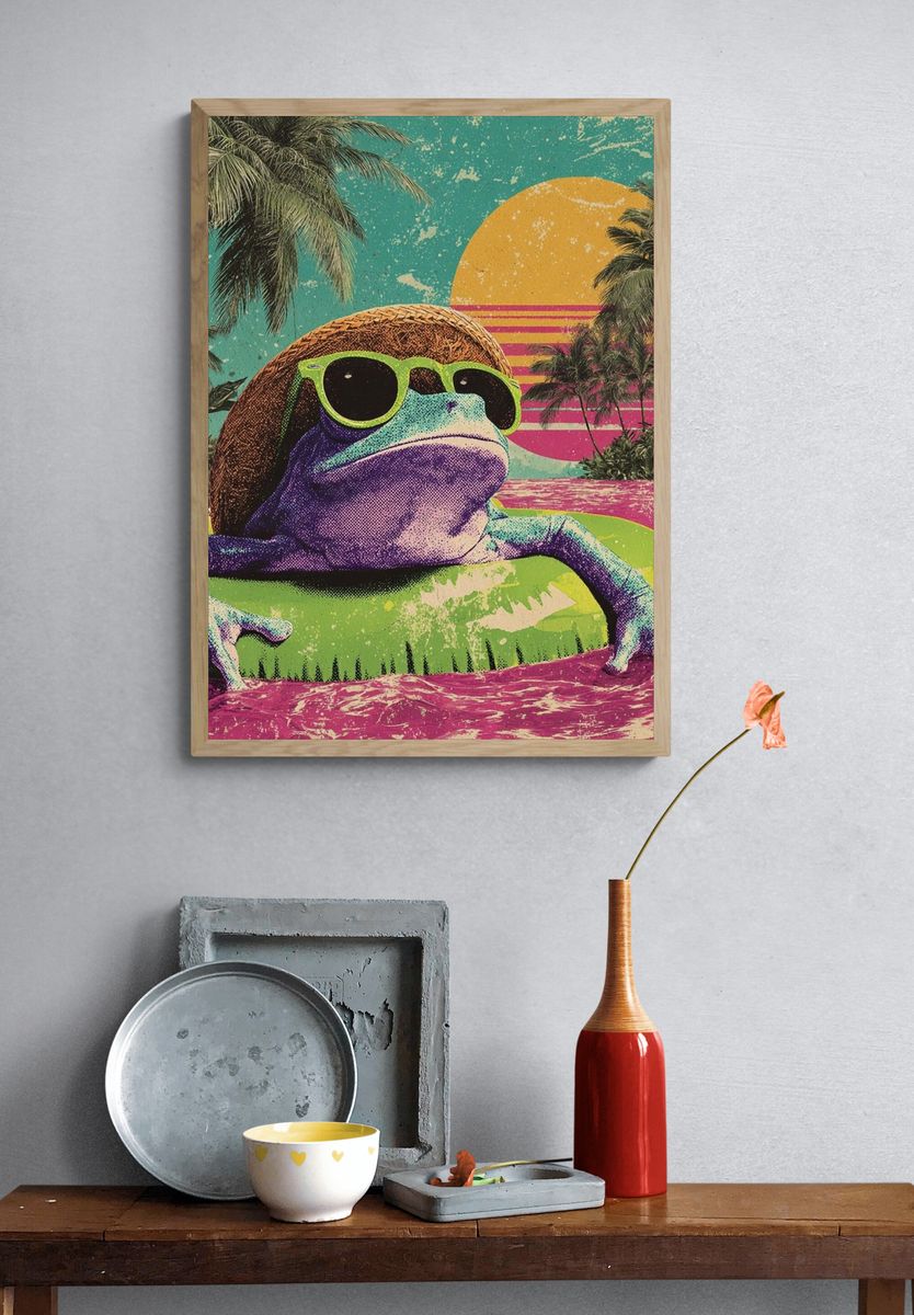 Tropical Frog Retro Poster. — room view 3