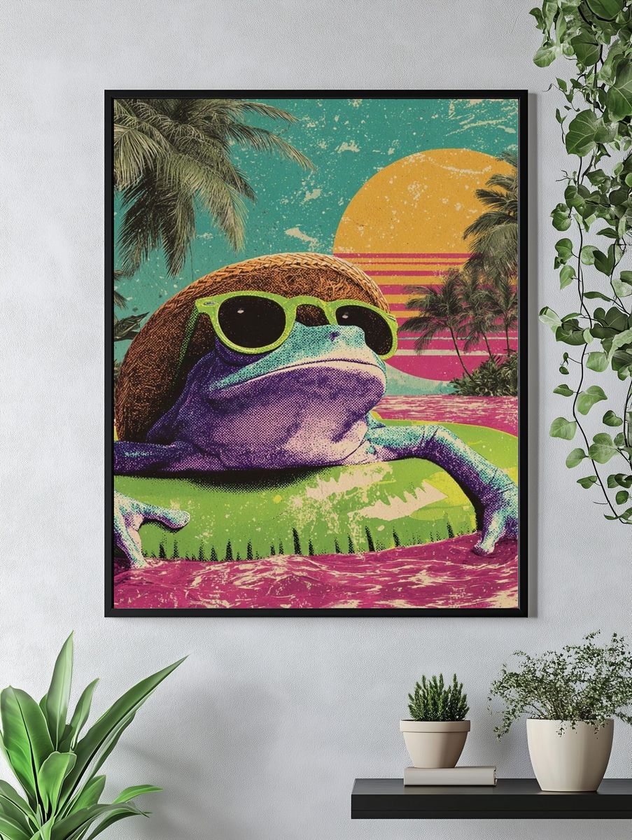 Tropical Frog Retro Poster. — room view 4