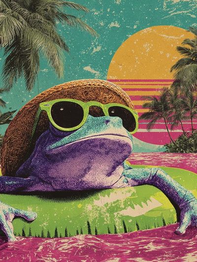 Tropical Frog Retro Poster. poster