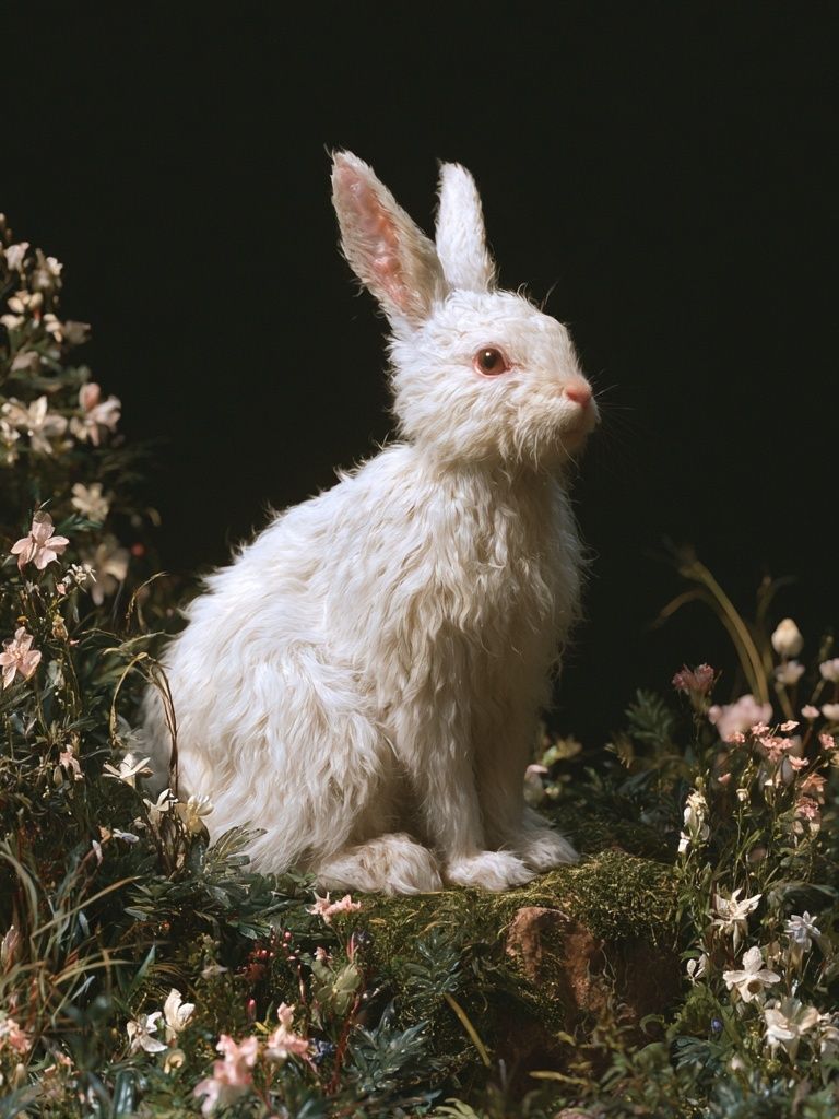 White Rabbit Floral Portrait Poster. poster — animals art