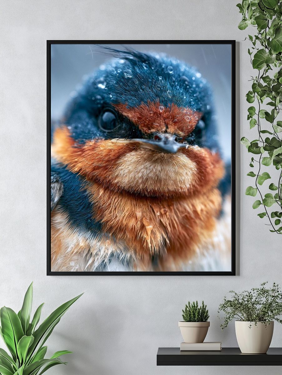 Wet Swallow Portrait Poster. — room view 4