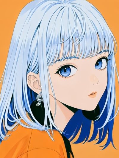 Blue-Haired Anime Portrait Poster. poster