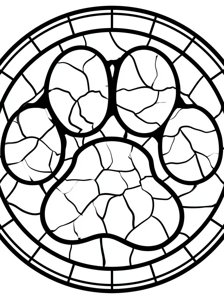 Stained Glass Paw Print Poster. poster — animals art