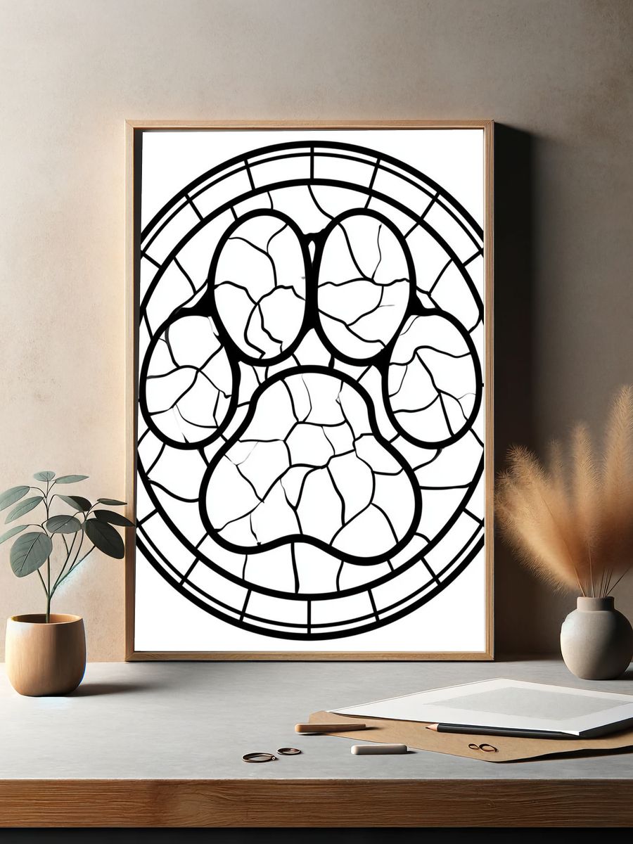 Stained Glass Paw Print Poster. — room view 2