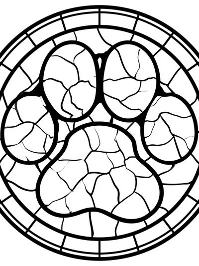 Stained Glass Paw Print Poster. poster