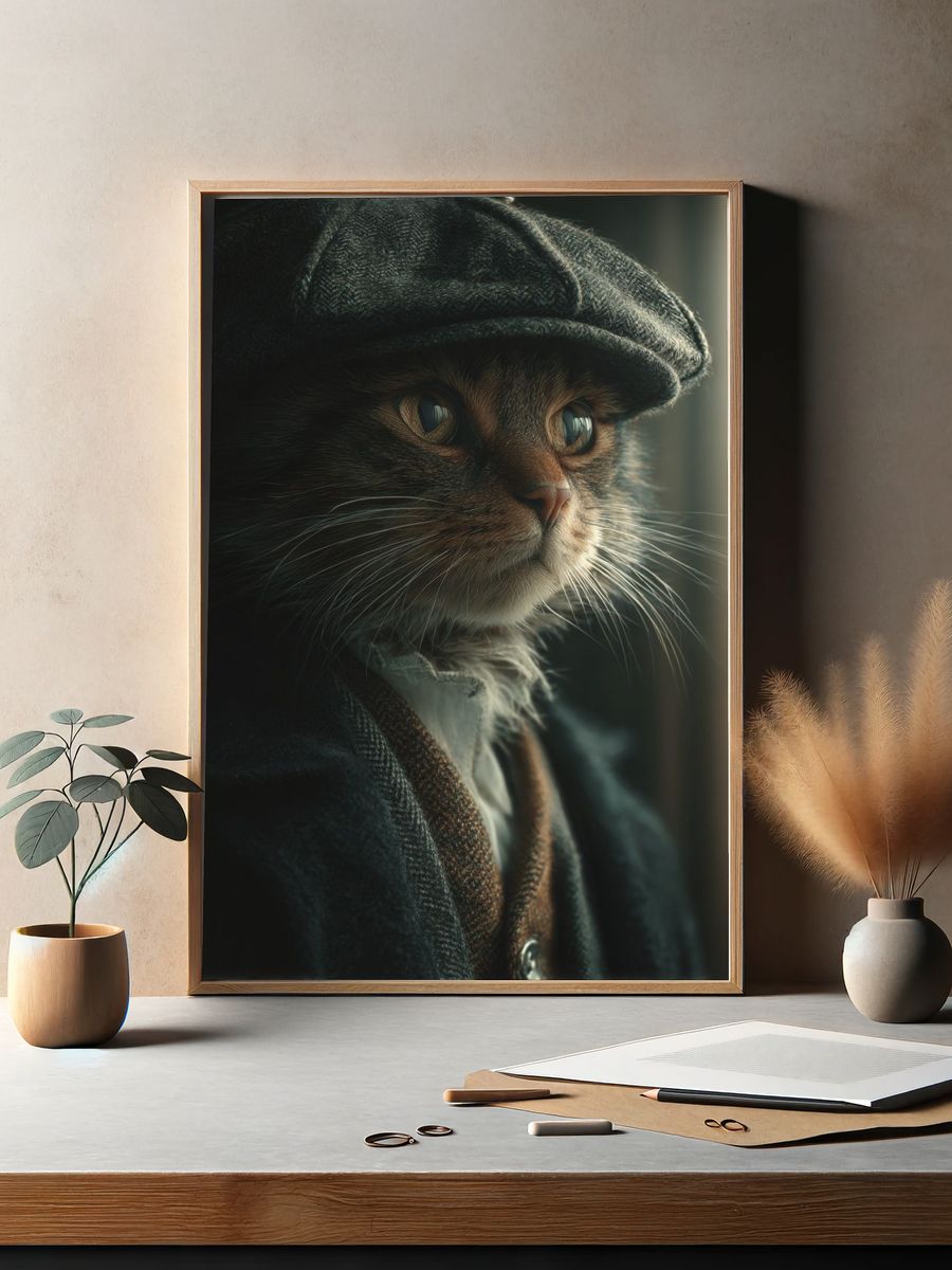 Gentleman Cat Portrait Print. — room view 2