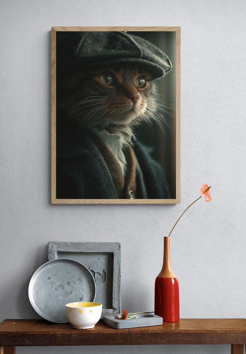 Gentleman Cat Portrait Print. — room view 3