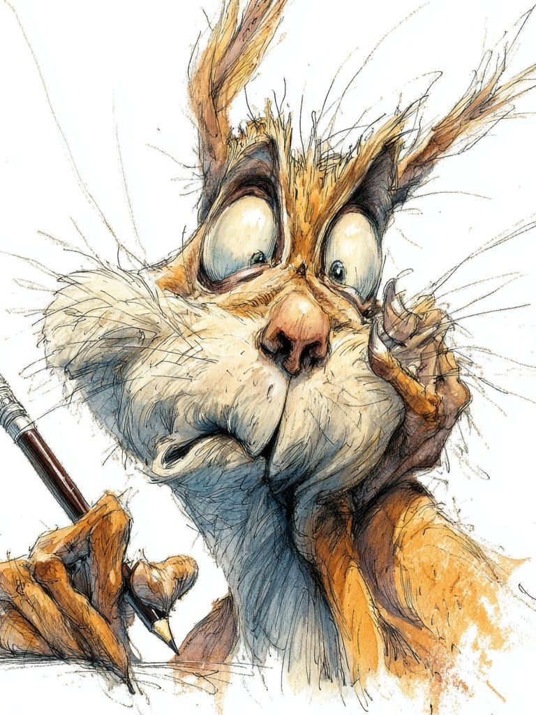 Sketchy Rabbit Portrait Poster. poster detail