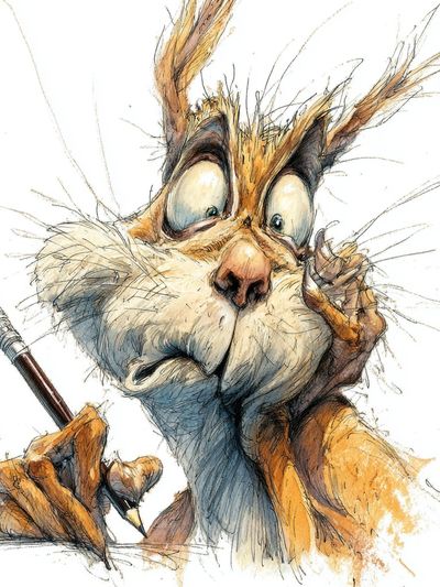 Sketchy Rabbit Portrait Poster. poster
