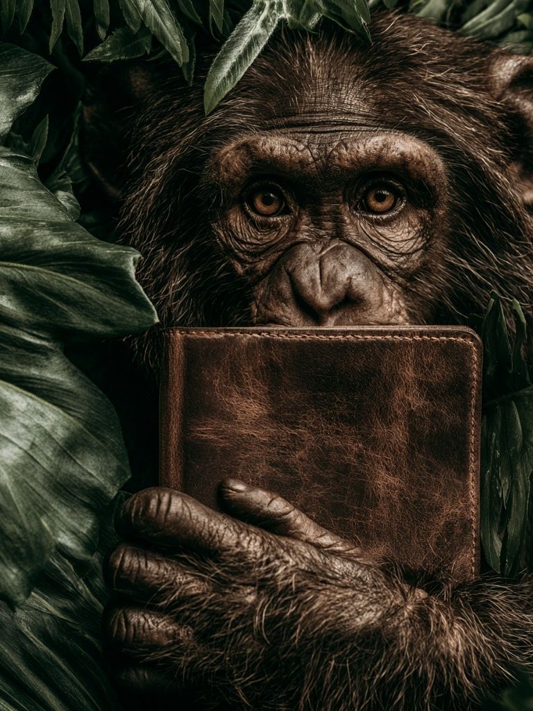 Chimpanzee with Journal Photography Poster. poster — animals art