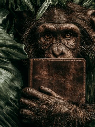Chimpanzee with Journal Photography Poster.