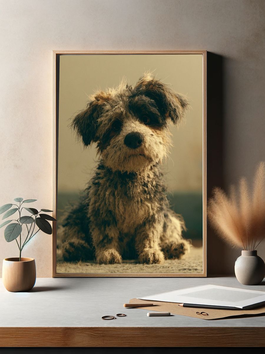 Scruffy Puppy Portrait Poster. — room view 2
