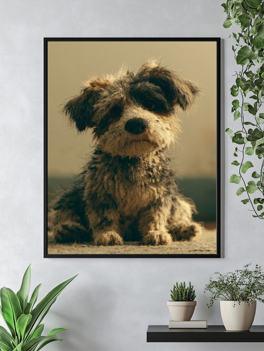 Scruffy Puppy Portrait Poster. — room view 4