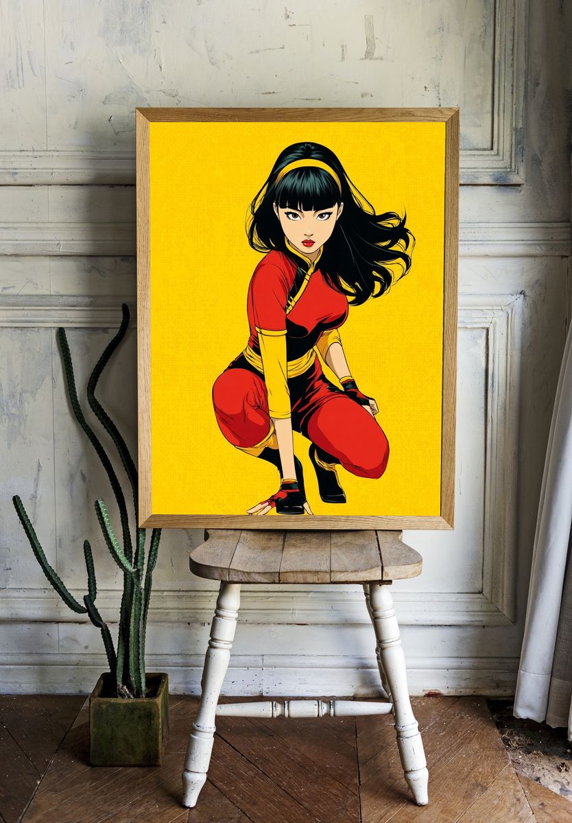 Anime Warrior Portrait Print. room preview