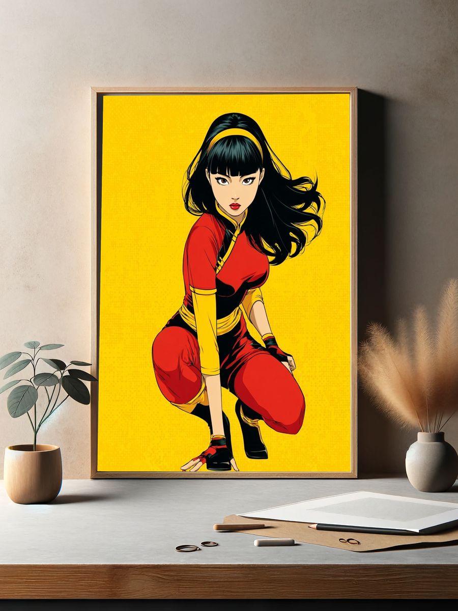 Anime Warrior Portrait Print. — room view 2