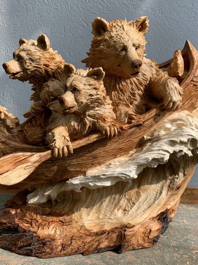 Woodland Bears Carving Poster.