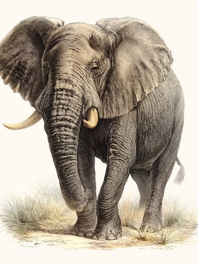 Elephant Vintage Illustration Poster. poster print