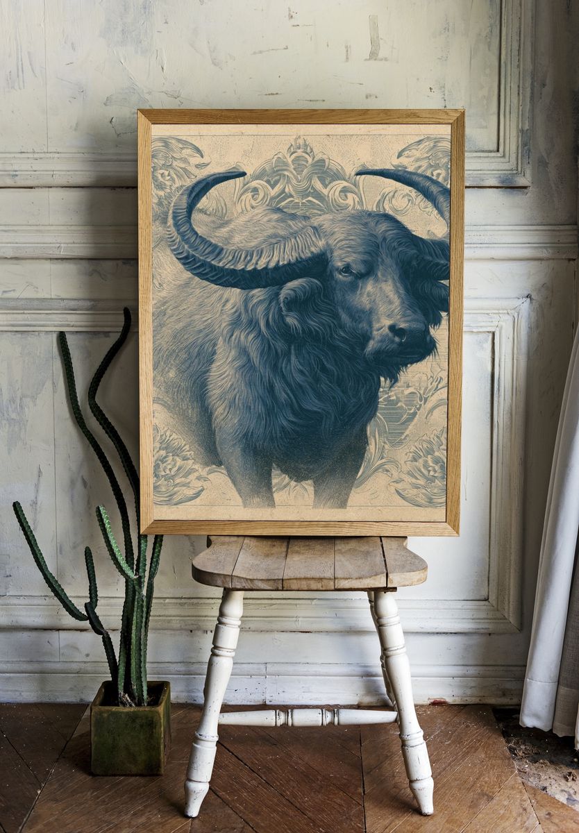 Buffalo Ornamental Vintage Poster. — room view 1