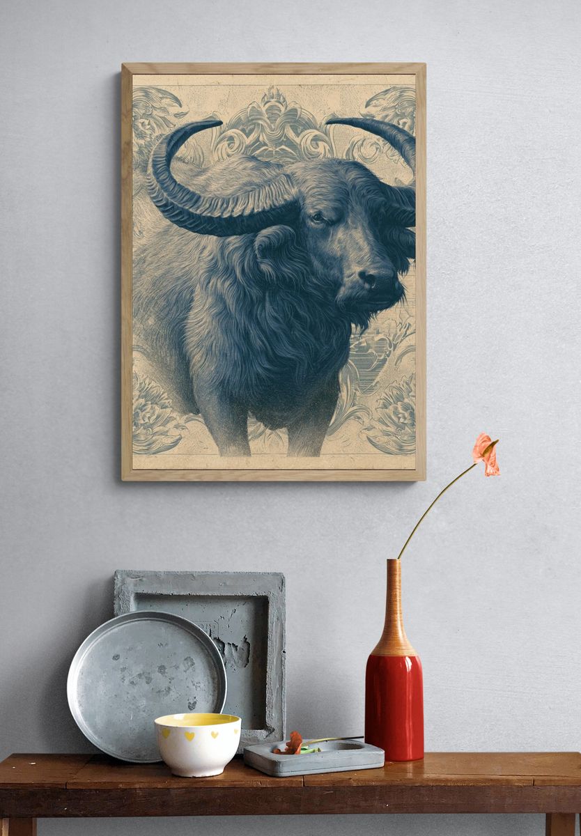 Buffalo Ornamental Vintage Poster. — room view 3