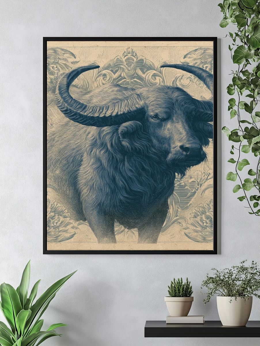 Buffalo Ornamental Vintage Poster. — room view 4