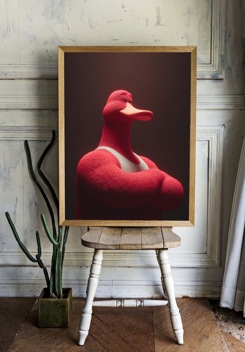 Red Duck Portrait Print. — room view 1