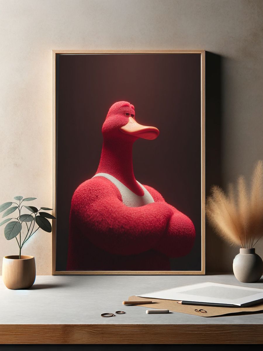 Red Duck Portrait Print. — room view 2
