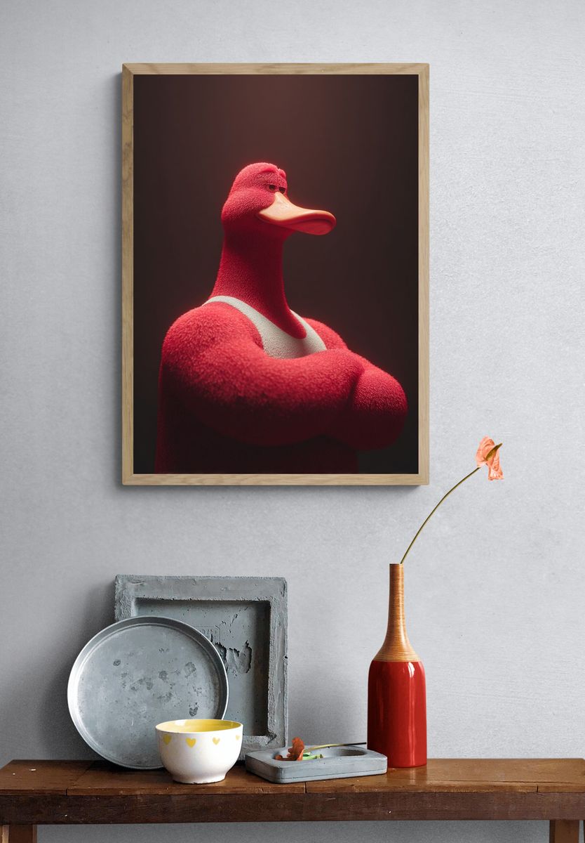 Red Duck Portrait Print. — room view 3