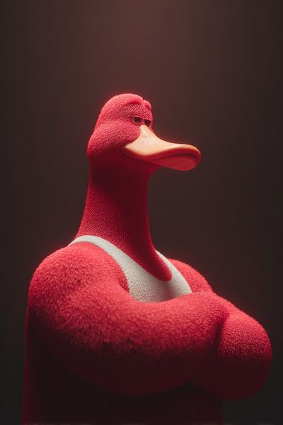 Red Duck Portrait Print. poster