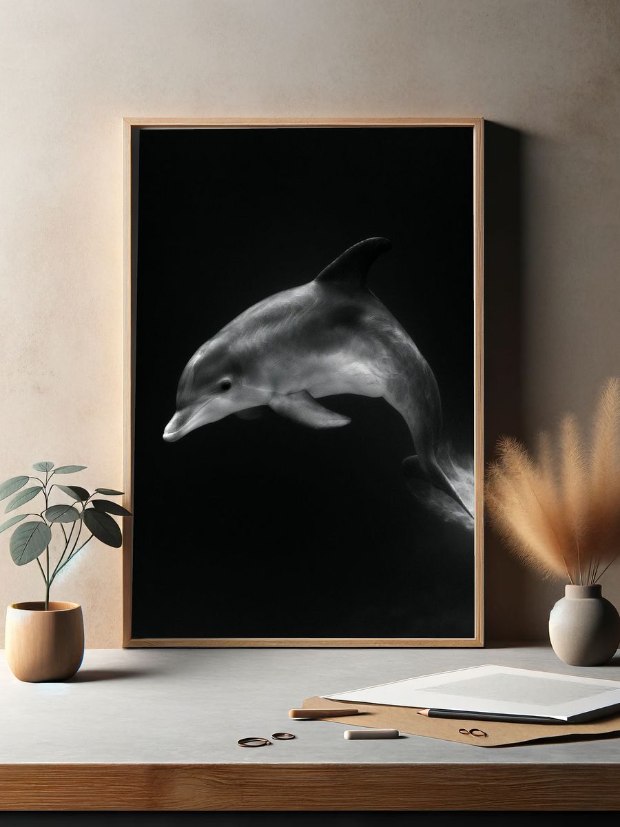 Dolphin in Motion Photography Poster. — room view 2