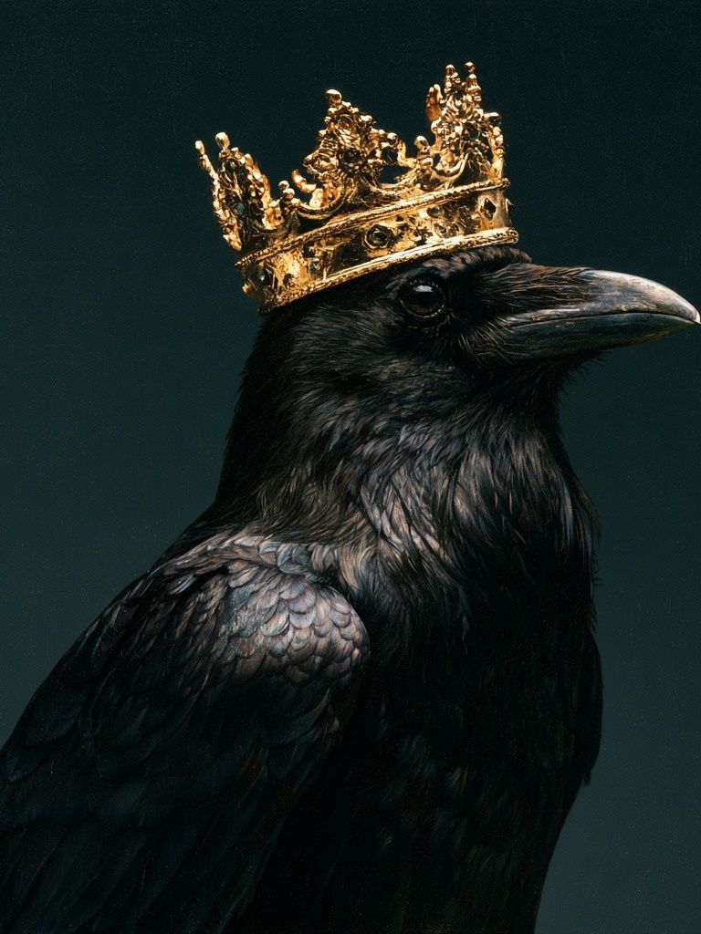 Crowned Raven Portrait Poster. poster — animals art