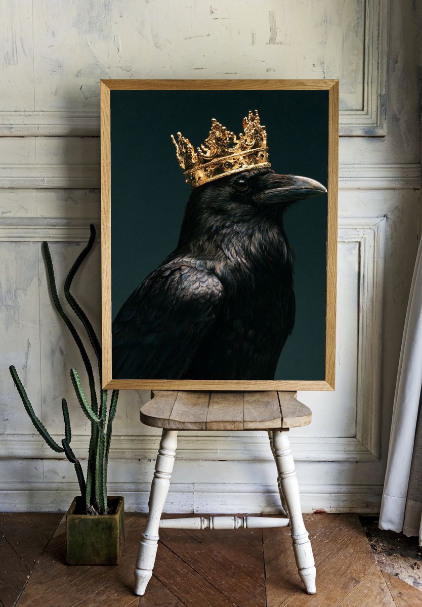 Crowned Raven Portrait Poster. room preview