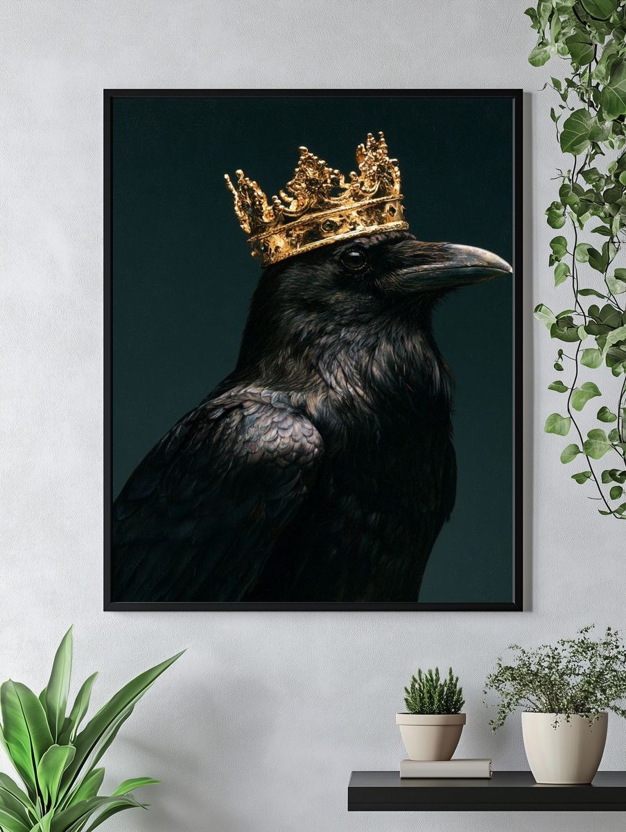 Crowned Raven Portrait Poster. — room view 4