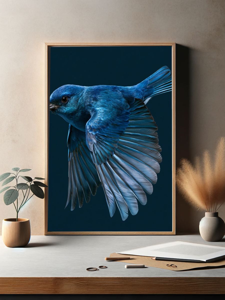 Blue Bird in Flight Poster. — room view 2