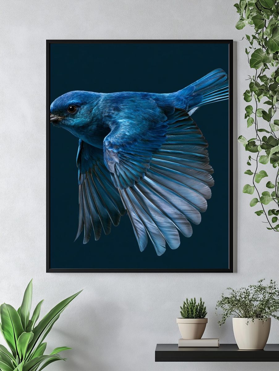 Blue Bird in Flight Poster. — room view 4