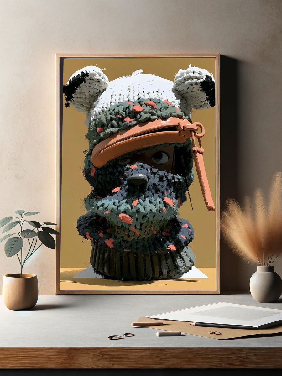 Bear Head Sculpture Poster. — room view 2