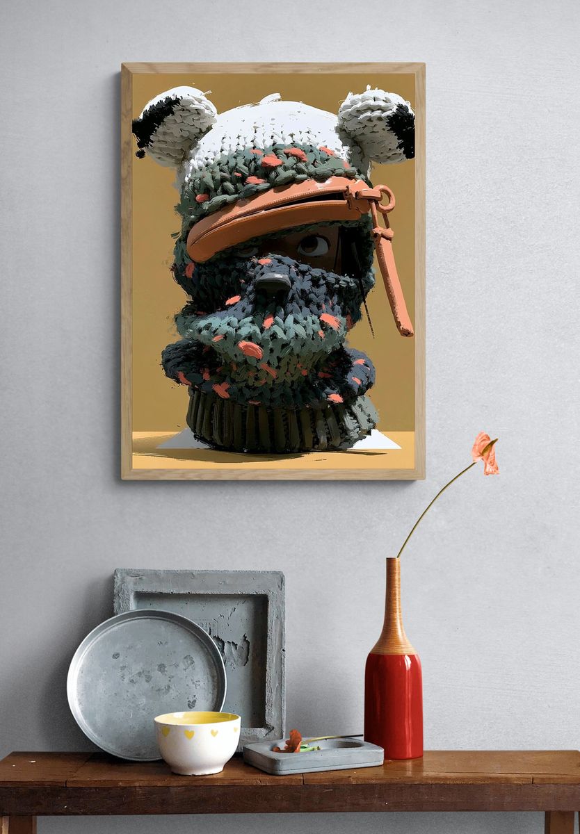 Bear Head Sculpture Poster. — room view 3