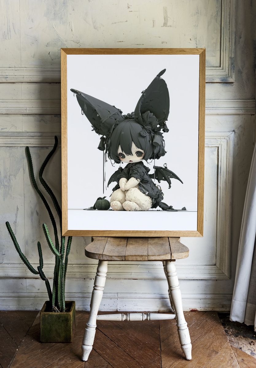 Dark Chibi Bat Girl Poster. room preview