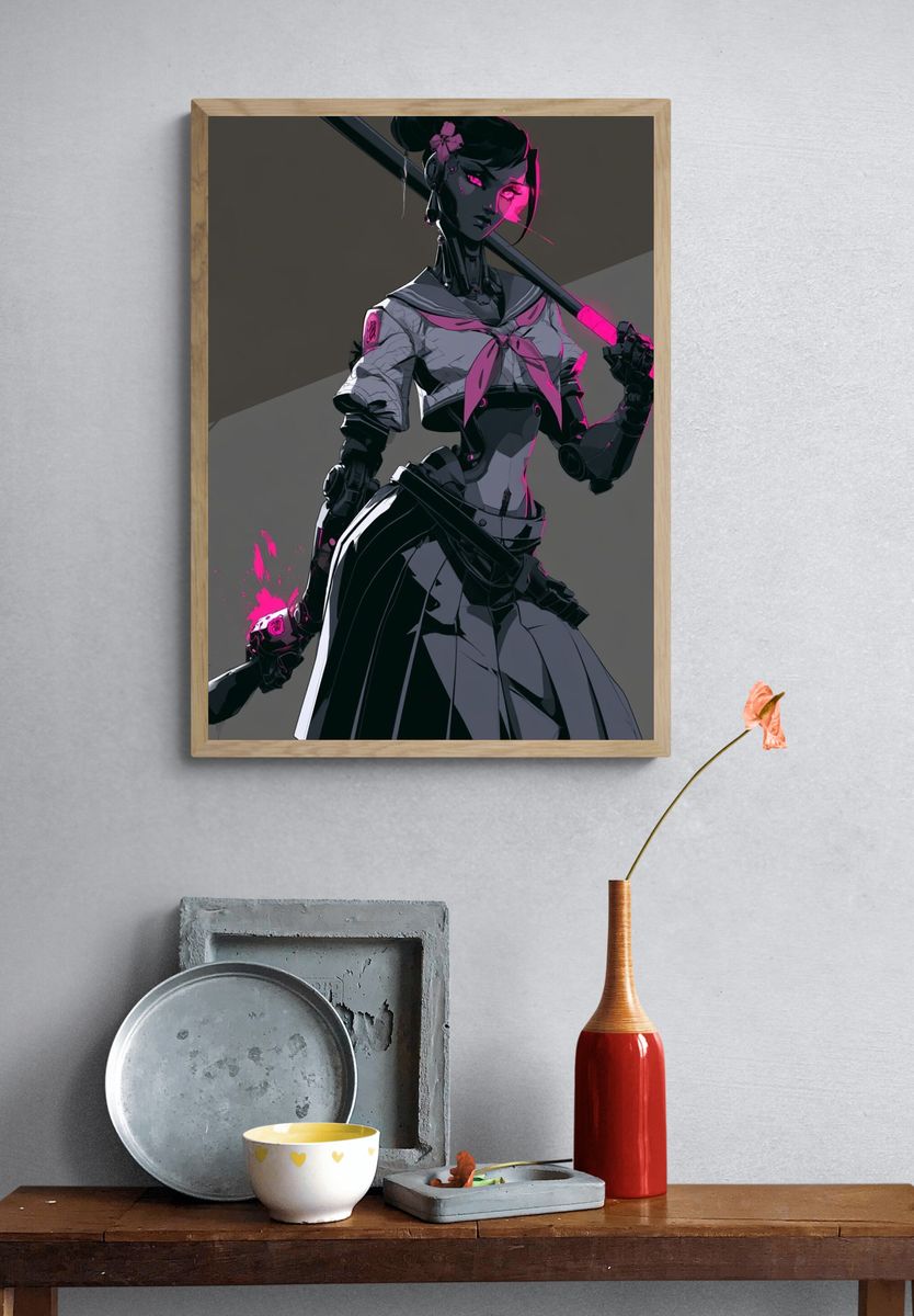 Cyberpunk Schoolgirl Warrior Print. — room view 3