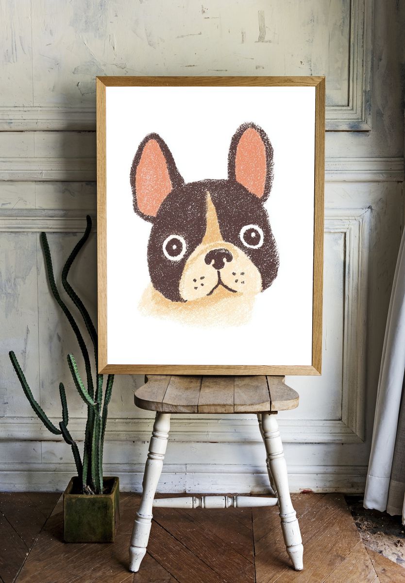 French Bulldog Illustration Poster. — room view 1