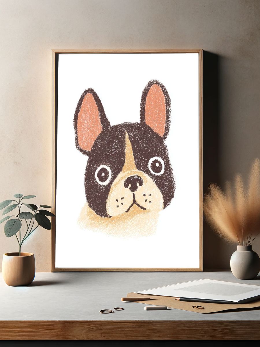 French Bulldog Illustration Poster. — room view 2