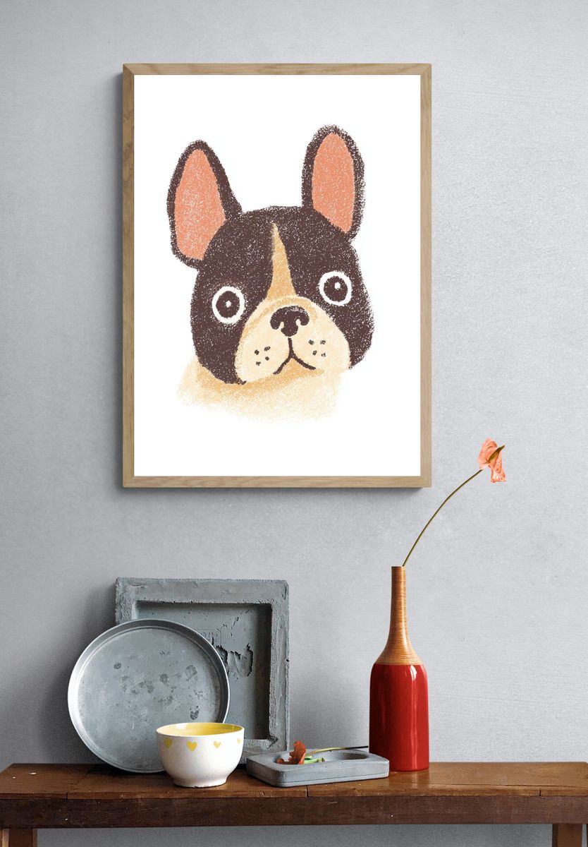 French Bulldog Illustration Poster. — room view 3