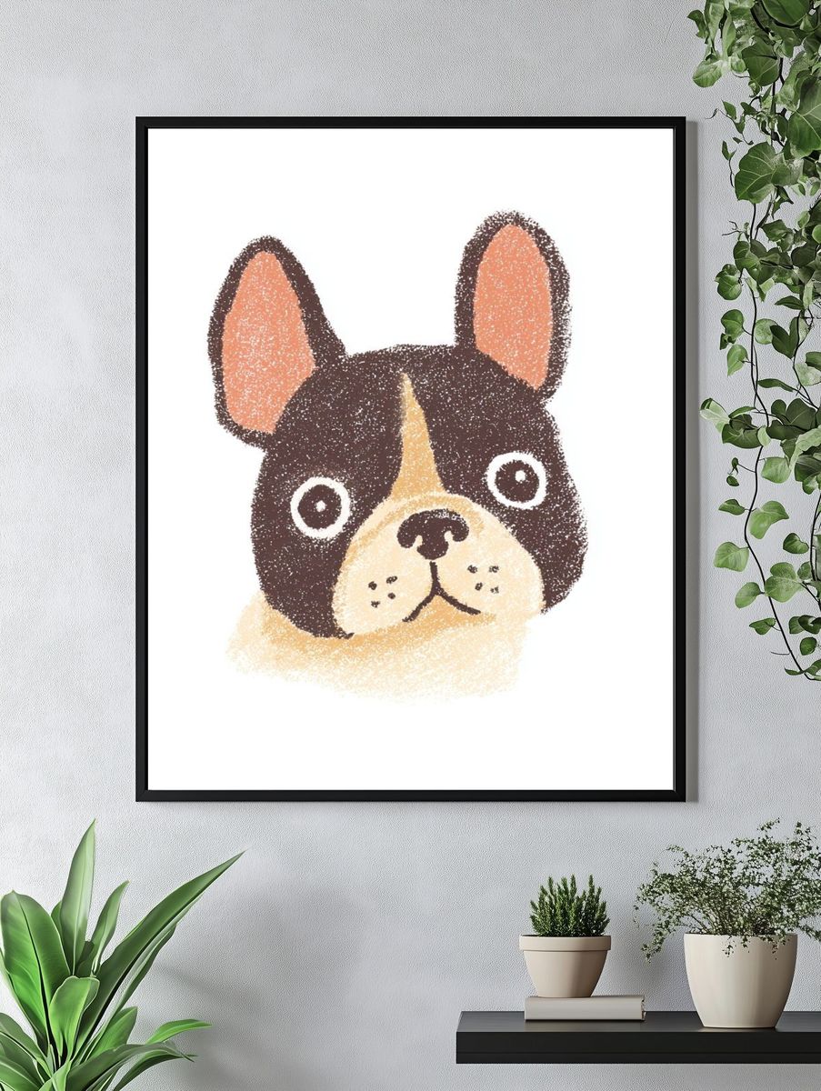 French Bulldog Illustration Poster. — room view 4