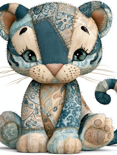 Patchwork Kitten Illustration Poster. poster