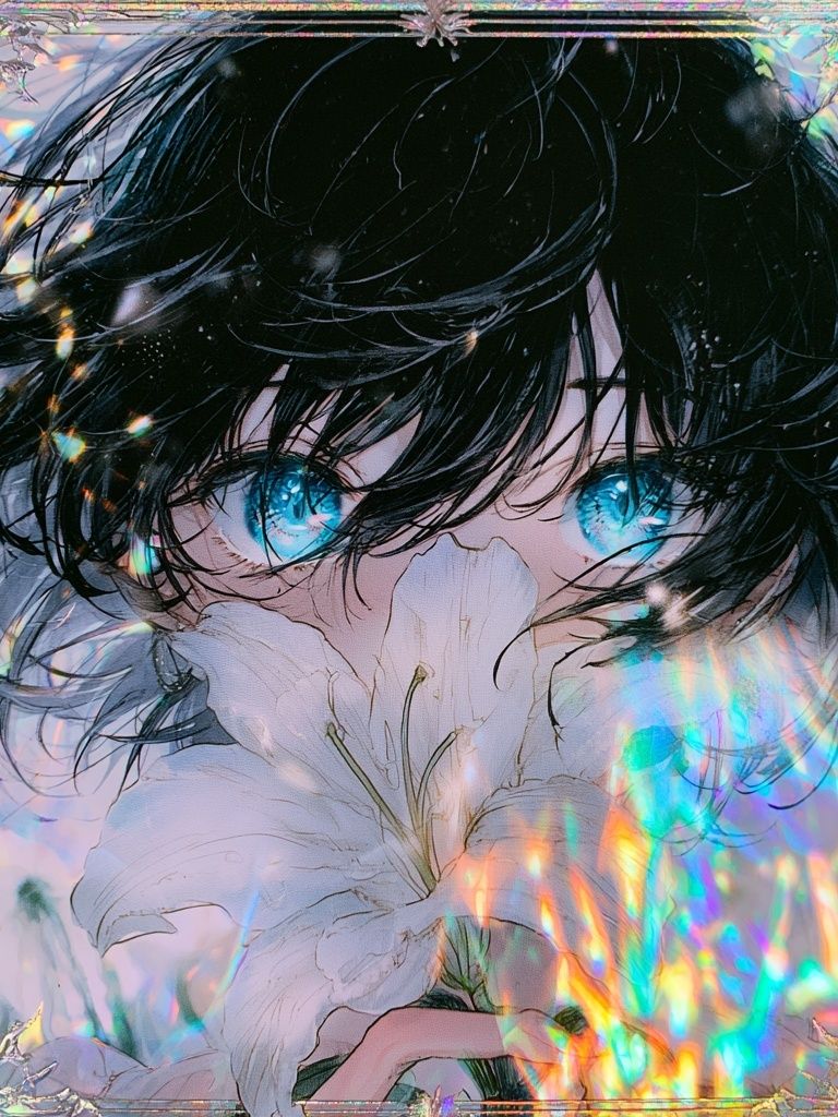 Blue-Eyed Anime Lily Poster. poster detail
