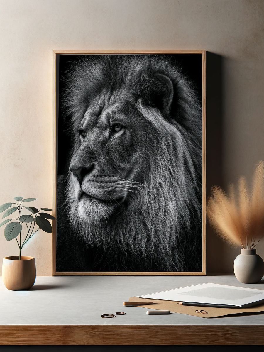 Majestic Lion Portrait Poster. — room view 2